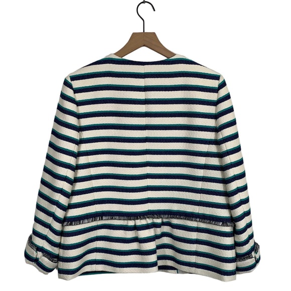 Talbots Cream Stripe Fringe Blazer - Picture 4 of 12